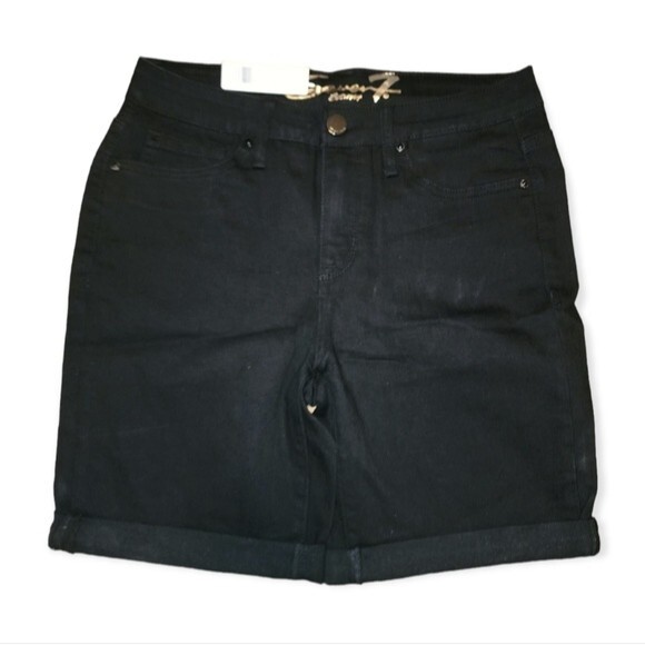 Seven7 Black Super Soft Stretch Rolled Cuff Sunset Bermuda Shorts Size 8 - Picture 2 of 11